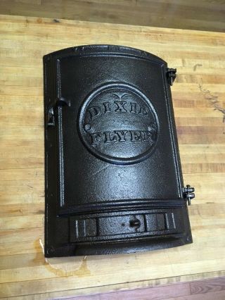 Vintage Antique Cast Iron Wood Stove Door " Dixie Flyer " Nashville