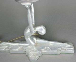 Fine Vtg Art Deco Cast Aluminum Nude Lady Doing Splits Sarsaparilla Desk Lamp 4