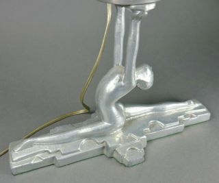 Fine Vtg Art Deco Cast Aluminum Nude Lady Doing Splits Sarsaparilla Desk Lamp 5