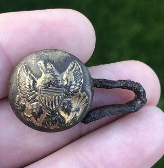 Dug Civil War Eagle Button Poncho Hook Device With Gilt,  Stones River Tn