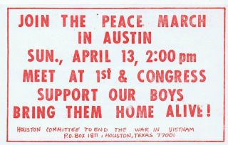 April 13 1969 Houston Austin Texas Peace March Card Martin Luther King