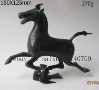 Oriental Rare Exquisite Old Chinese Bronze Statue Horse Fly Swallow Figures C02