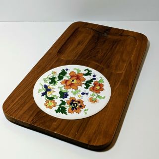 Retro 1970s Vintage Teak Wood Fruit And Cheese Board - Dolphin Brand