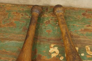 (2) Antique Wooden Exercise Pins Juggling Pins & Primitive Wooden Ball Red Paint 4