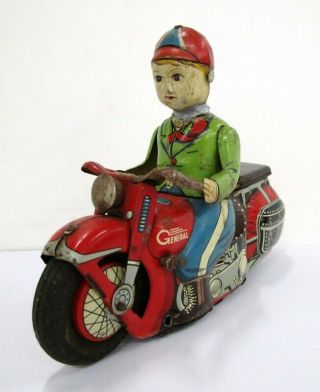 Vintage Trade Mark Tm Modern Toys Tin General Motorcycle Japan Patent 402245
