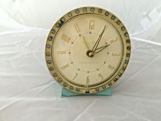 Vintage Baby Ben Blue Rhinestone Westclox Alarm Clock