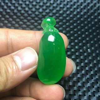 Collectible Chinese Green Ice Jadeite Jade Blessing Melon Handwork Rare Pendant