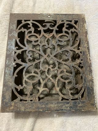Vintage Early Antique Cast Iron Wall Floor Grate Air Repurpose Design Ornate