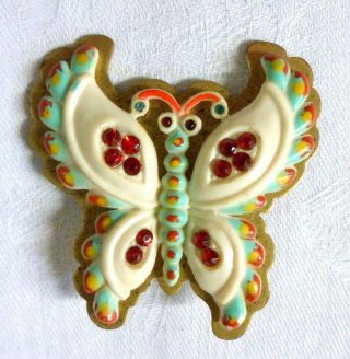 Vintage Art Deco Celluloid Rhinestone Butterfly Pin