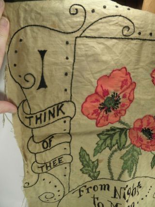 Large ANTIQUE FLORAL NEEDLEPOINT TAPESTRY Grieving Bereavement PILLOW UNFINISHED 2