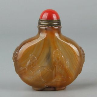 Chinese Exquisite Handmade Old Man Agate Snuff Bottle