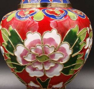150mm Chinese Collectible Handmade Brass Cloisonne Enamel Vase Deco Art 2
