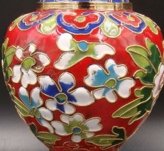 150mm Chinese Collectible Handmade Brass Cloisonne Enamel Vase Deco Art 3