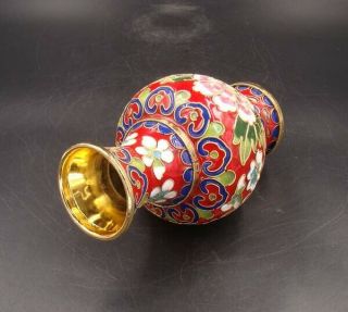 150mm Chinese Collectible Handmade Brass Cloisonne Enamel Vase Deco Art 4