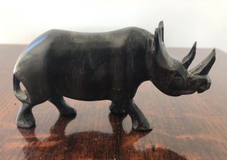 Vintage Carved Wooden Rhinoceros Mid Century Modern (rhino)