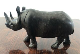 Vintage Carved Wooden Rhinoceros Mid Century Modern (rhino) 3