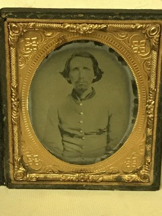 Antique American Civil War Confederate Soldier Ambrotype Photo Photograph