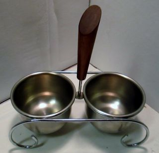 Vintage Mid Centruy Modern Stainless Steel Condiment Container Dish