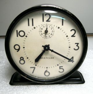 Vintage Wwii Era Westclox Raven Alarm Clock Fine $1.  65 Price Stamp On Back