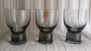 Vintage Midcentury Holmegaard Denmark Glass Cordials,  Smoky Green – Set Of Three