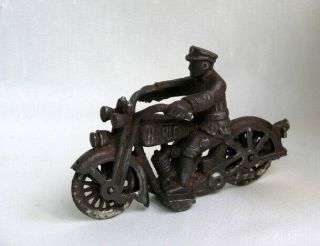 1930 Hubley Cast Iron Harley Davidson Toy Police Motorcycle 5.  5  Harley Jr "