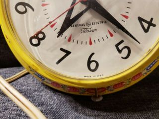 Vintage GE General Electric Telechron Yellow Wall Clock Folk Art Kitschy 3