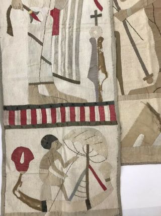 Vintage 1920s Art Deco Egyptian Revival Panels Textile Appliqué Wall Art Linen 6