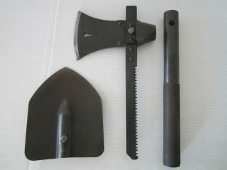 Vintage / Antique CCCP Russian URSS Soviet Army Military Shovel Axe Saw Tool Kit 2