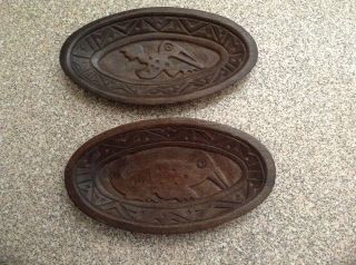 African Hand Carved Wooden Bowl Tribal Art Dish,  Bowl Tray,  Collectable X2