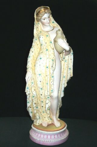 ANTIQUE GERMAN DRESDEN KPM NYMPH LADY SEMI NUDE GODDESS BISQUE FIGURINE 2