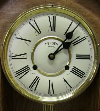 Vintage Bergen Enkheim Wood & Glass Wall Decor Pendulum Clock [Parts/Repair] 4
