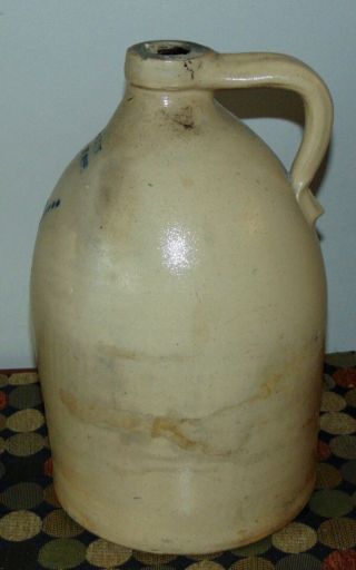 VERY RARE ANTIQUE Stoneware Jug CASEY & BACON 2 Gal PITTSFIELD MA Cobalt Blue 3