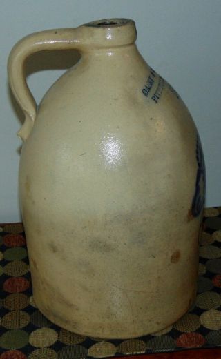 VERY RARE ANTIQUE Stoneware Jug CASEY & BACON 2 Gal PITTSFIELD MA Cobalt Blue 4