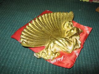 Art Nouveau Style Nude Odalisque W/ Fan Bronze Pin Change Tray Made In Spain 5 "
