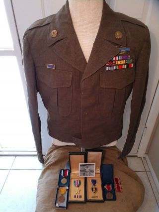 Wwii/korean War Ike Jacket And Medal Group