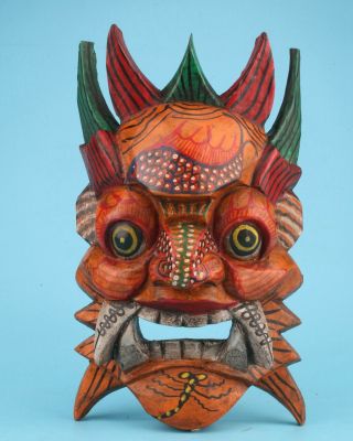 Sacred Chinese Wood Statue Mask Hand - Painted Exorcism Home Decoration Craft Gift