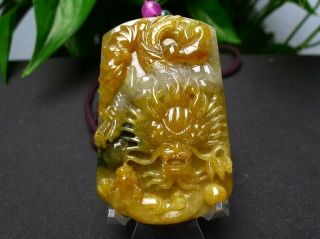100 Natural Jade A Goods Hand - Carved Yellow Dragon Jade 729