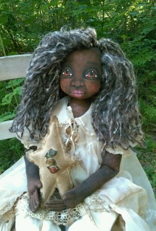 Primitive Black Folk Art Doll 25 Inches Ooak