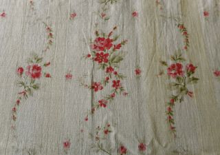 Antique French Shabby Roses Floral Stripe Cotton Fabric Soft Pink Red Yellow