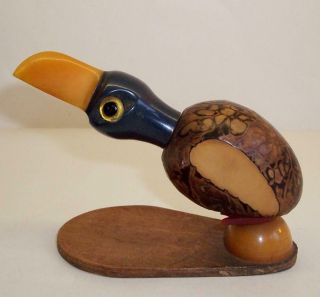 Vintage Art Deco Tagua Nut/catalin Bakelite Nut Bird - Dunhill/yz Type