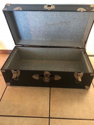 vintage black metal footlocker trunk 2