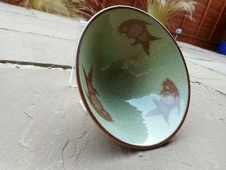 Antique Chinese Qianlong Qing Dynasty Crackle Glaze Celadon Koi / Fish Bowl