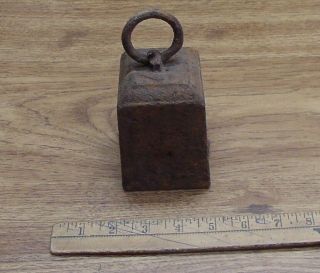 Vntg Rusty,  Crusty,  Cool,  7lb.  Iron Weight W/ring,  2 - 7/8 " Base,  2 - 1/2 " Top,  4 - 1/8 Tall