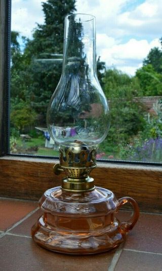 Vintage Antique Light Orange Glass Finger Oil Lamp.