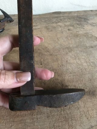 2 Early Antique RARE Handmade Wooden Cobblers Tools Measure Trammel Hammer AAFA 5
