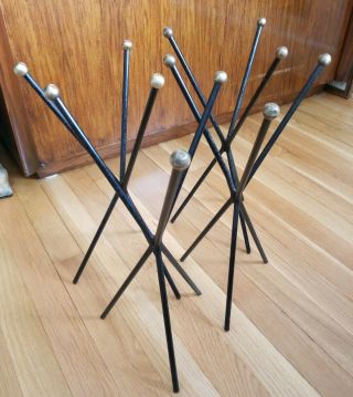 Atomic Mid Century Bullet Planter Stand Base Only Wrought Iron Brass
