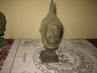 Old Thailand Buddha Head Statue 7  Tall