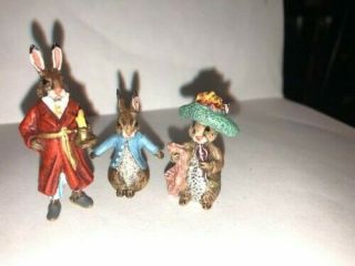 Antique Vienna Bronze Peter Rabbit Family Bergmann Cold Painted Marked Nos