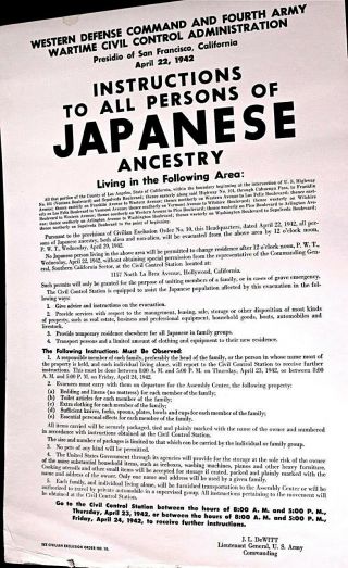 INTERNMENT CAMP NOTICE JAPANESE - AMERICANS WW 2 1942 ROUND UP OF CITIZENS 2