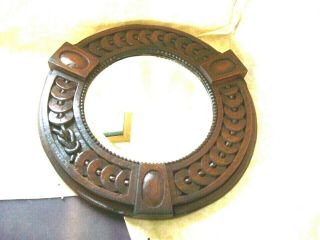 Vintage Early 20th Century Round Carved Framed Bevelled Mirror From 1922